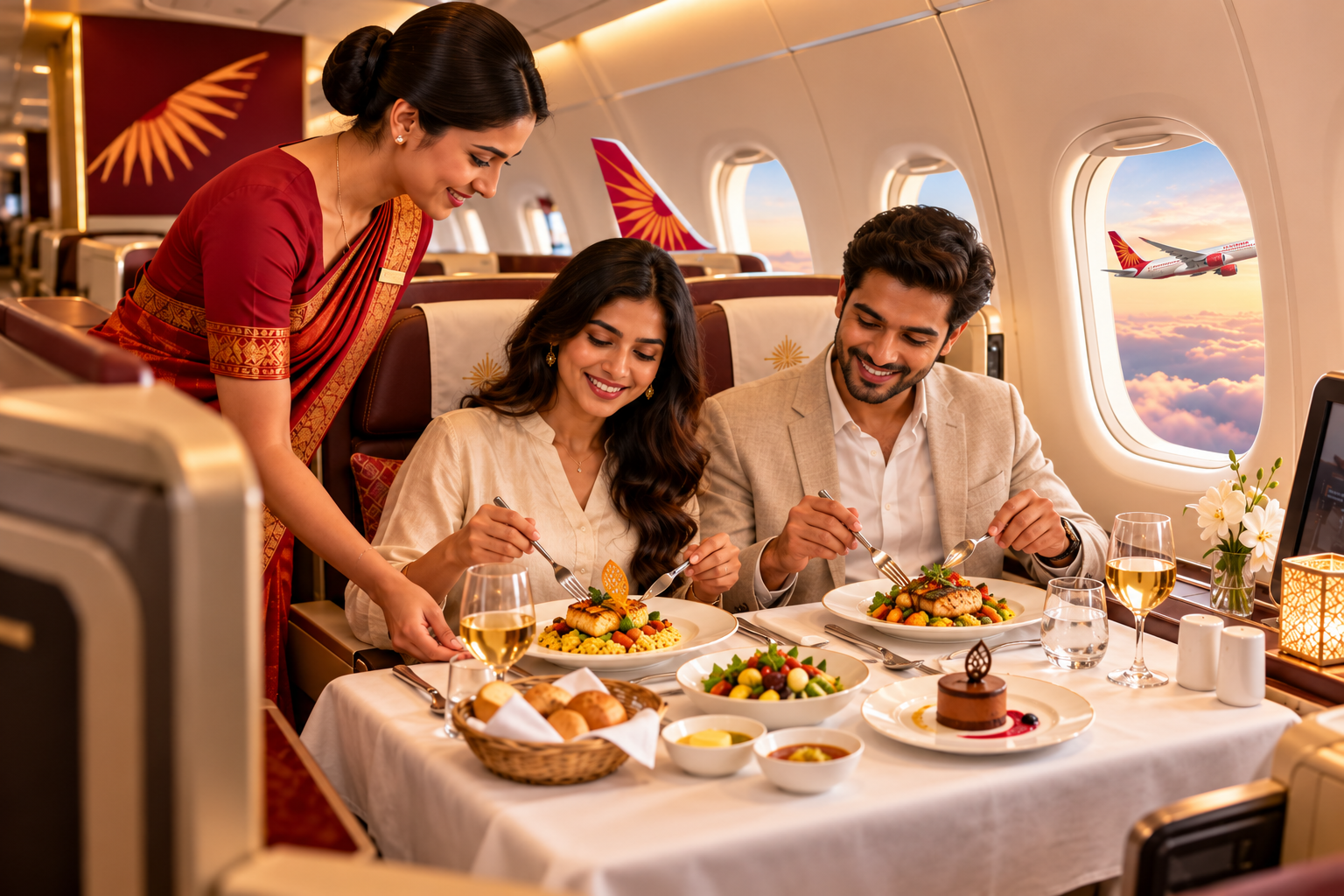 Air India Business Class dining