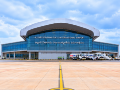 Visakhapatnam Airport City Name to Change from Bhogapuram in IATA Systems Front view of Alluri Sitarama Raju International Airport terminal in Bhogapuram, Andhra Pradesh.
