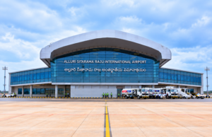 Visakhapatnam Airport City Name to Change from Bhogapuram in IATA Systems Front view of Alluri Sitarama Raju International Airport terminal in Bhogapuram, Andhra Pradesh.