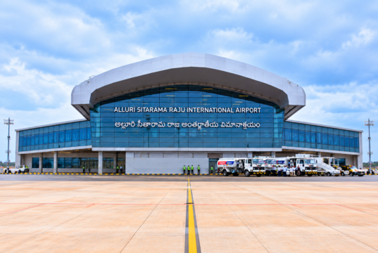 Visakhapatnam Airport City Name to Change from Bhogapuram in IATA Systems Front view of Alluri Sitarama Raju International Airport terminal in Bhogapuram, Andhra Pradesh.